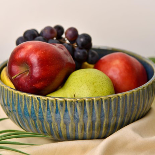 Blue Green Studio Pottery Serving Bowl