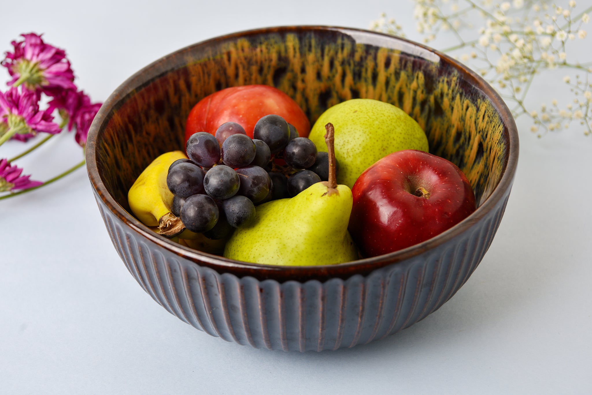 Brown Blue Studio Pottery Serving Bowl