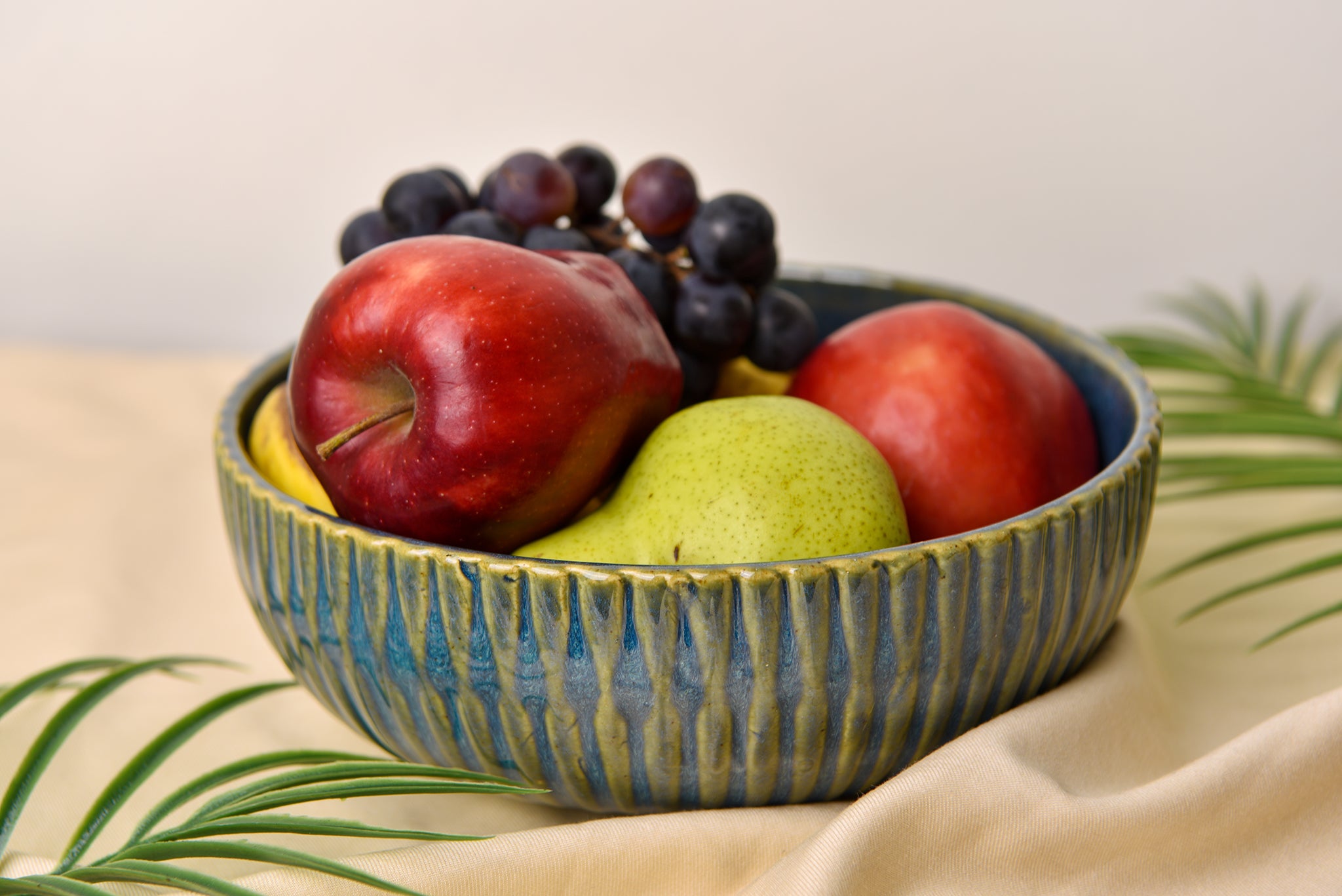 Blue Green Studio Pottery Serving Bowl