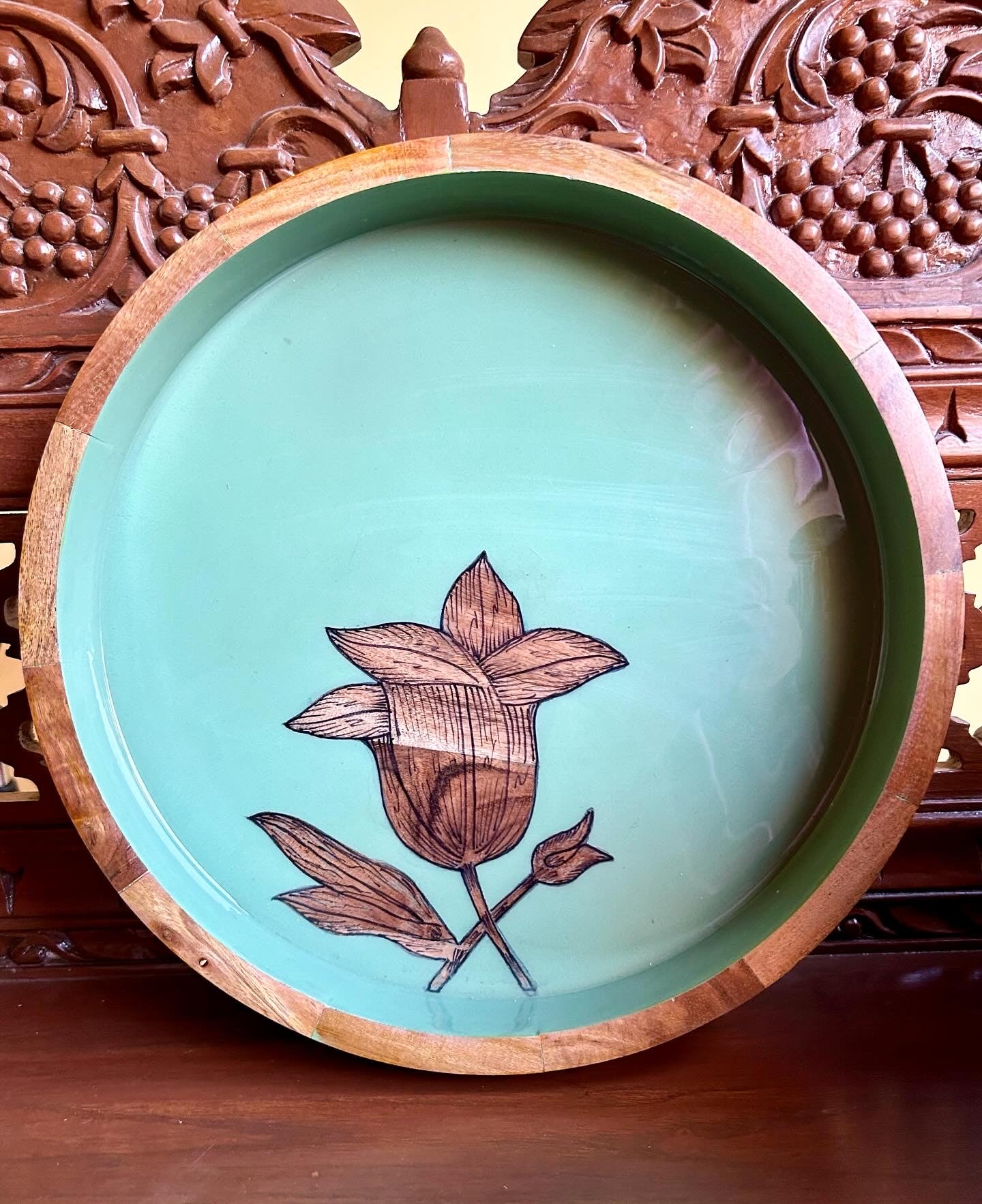 Wooden Hand-Painted Tray