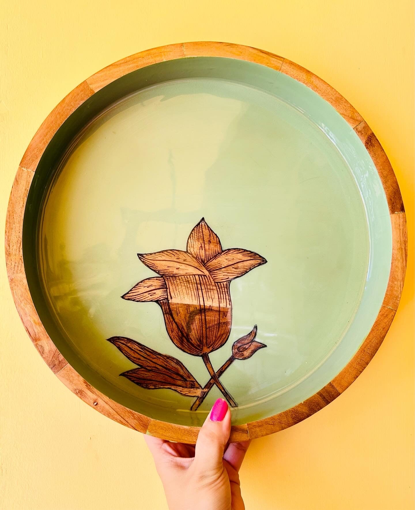 Wooden Hand-Painted Tray
